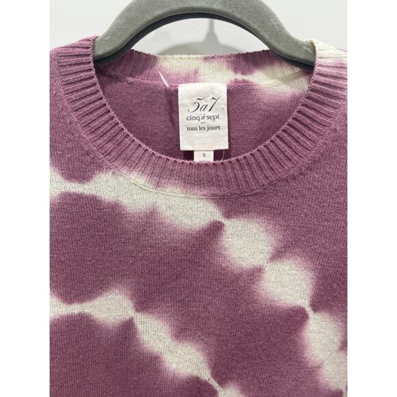 Cinq a Sept Clerisa Wool Cashmere Tie Dye Purple Pullover Sweater Toro Sz S - Picture 3 of 9